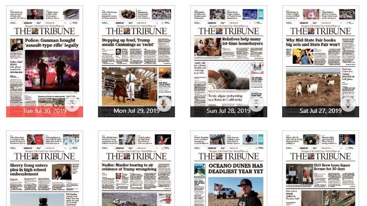 All Tribune issues are available to read every day in the expanded print replica eEdition. It can be found at sanluisobispo.com.