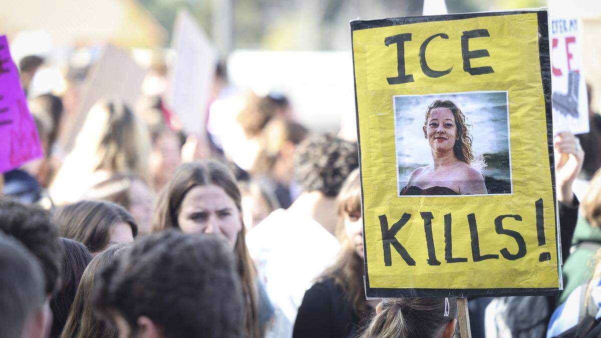 About 200 San Luis Obispo High School students filled the quad as part of a national day of protest against ICE on Jan. 30, 2026. Several student held signs referencing recent fatal ICE shootings including Renee Good.