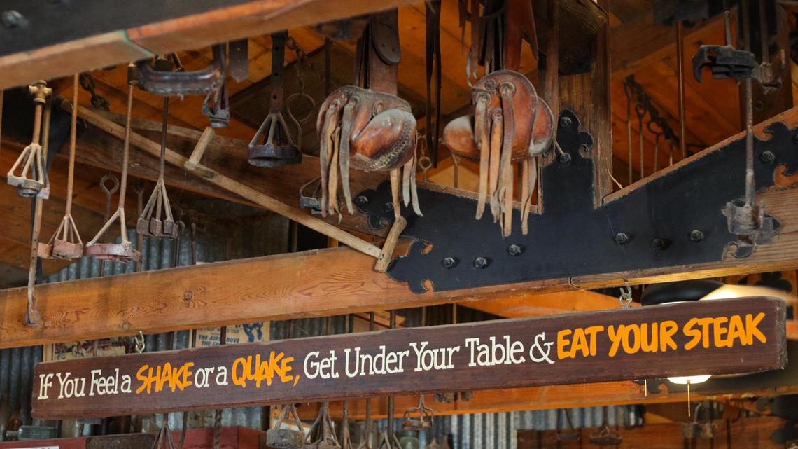 The Parkfield Cafe greets diners with a whimsical sign that reflects the town’s comfort living atop the San Andreas Fault: “If you feel a shake or a quake, get under your table & eat your steak.” Parkfield bills itself the “Earthquake Capital of the World, be here.”