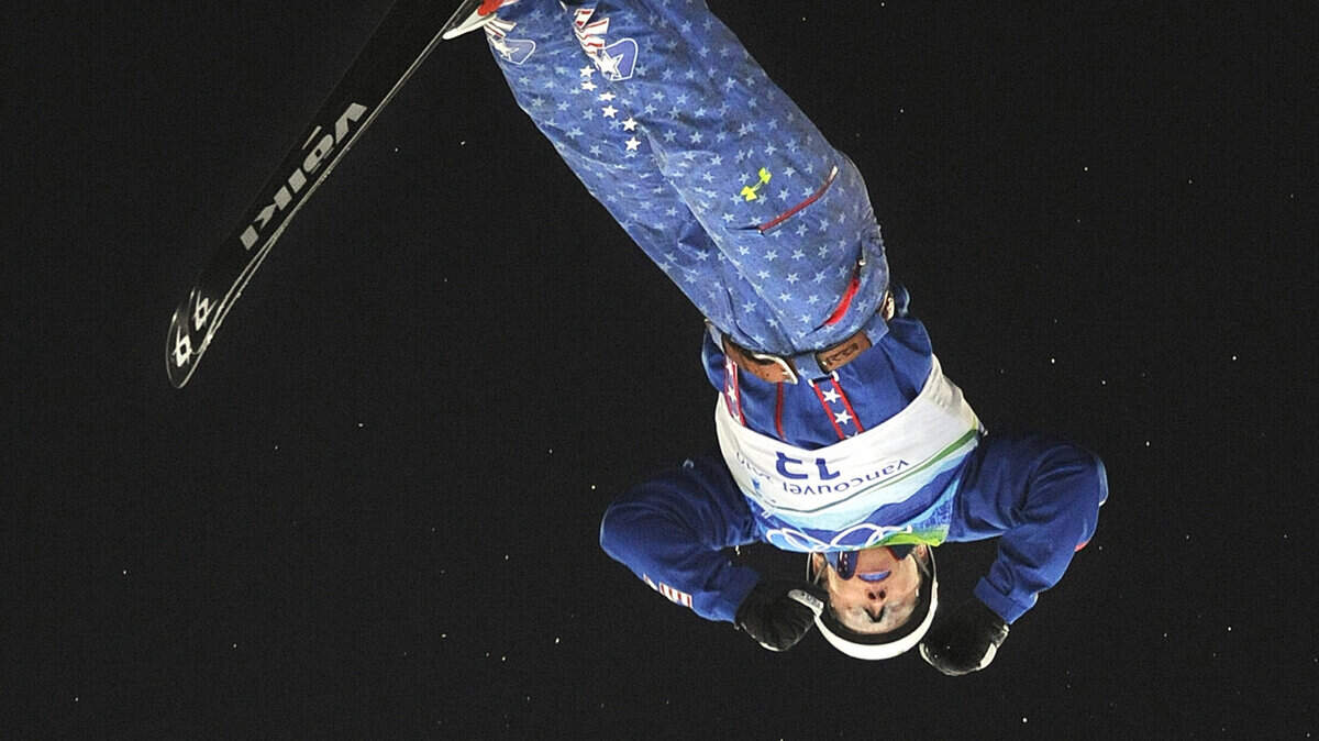 Jeret Peterson of the United States gives a silver-medal performance in men's aerials. (Wally Skalij/Los Angeles Times/MCT)