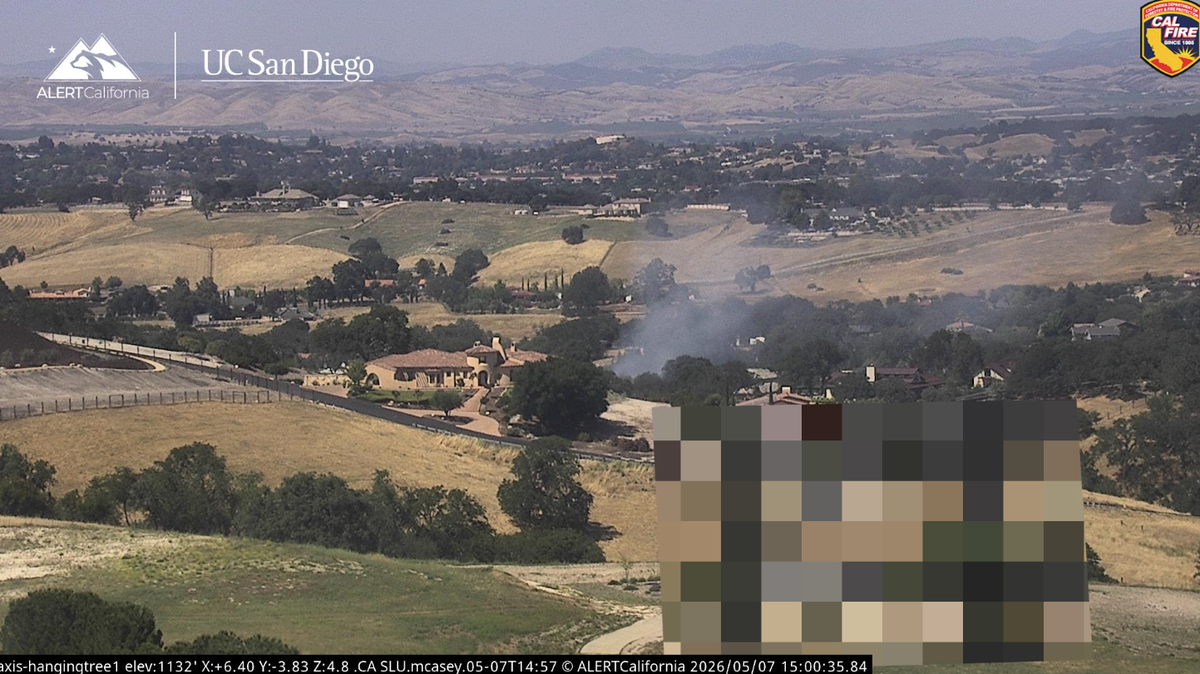 A fire was reported at 2855 Warm Springs Lane in Templeton on Thursday, May 7, 2026.