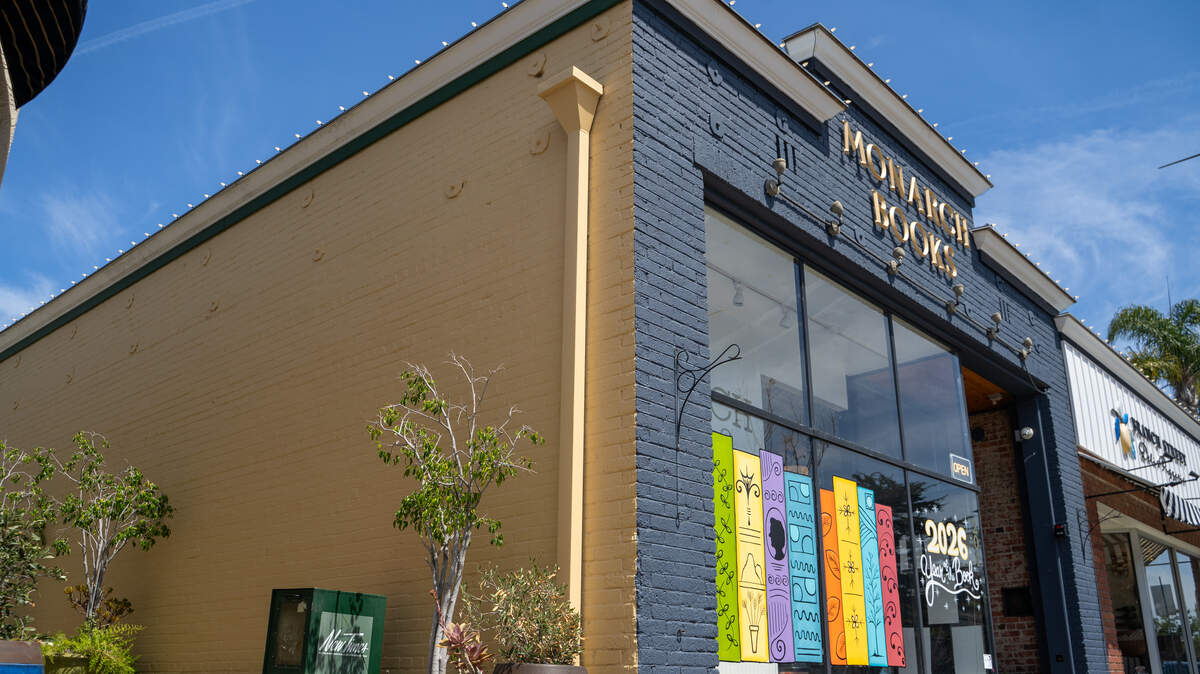 The western wall of Monarch Books in Arroyo Grande's Village will get a new mural after the City Council rejected calls by staff to deny the artwork, seen here on Wednesday, April 15, 2026. The mural will depict a monarch butterfly, books, a UFO and Central Coast wildlife.