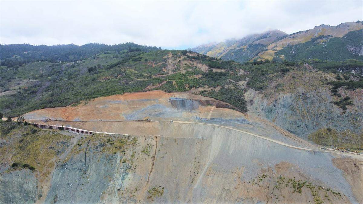 Caltrans is working to clear a major mudslide from Highway 1 at Paul’s Slide after winter storms sent tons of dirt and debris barreling down onto the scenic roadway. Drone footage shows the work being done as of June 23, 2023.