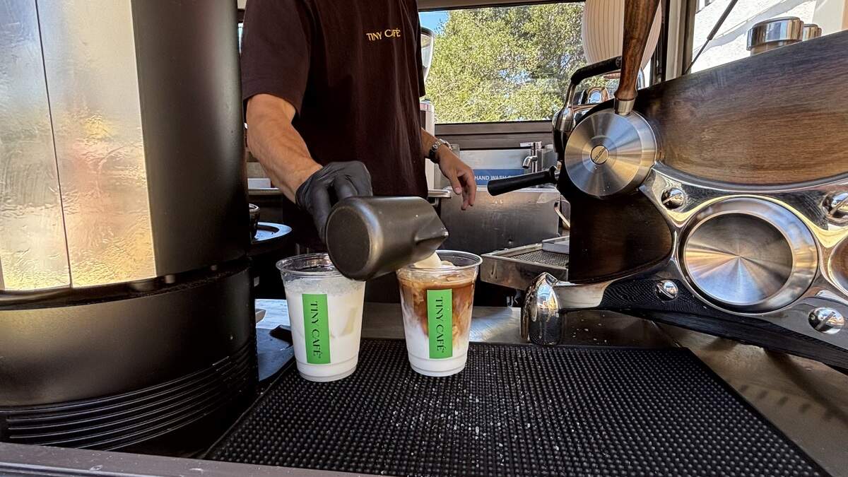 Tiny Café in San Luis Obispo just got its green business certification, serving drinks in compostable cups, bamboo straws and high-quality organic ingredients, seen here on July 10, 2026.