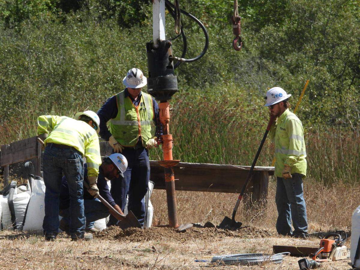 PG&E installed two 80-foot wood poles at Cal Poly to help the university’s logging team host a national forestry competition in 2026, where pole-climbing will be the main sport.
