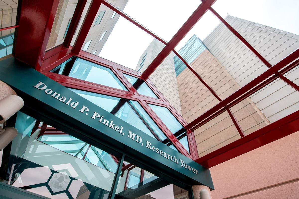 The tower named for Dr. Donald Pinkel at St. Jude Children’s Research Hospital in Memphis, Tennessee.