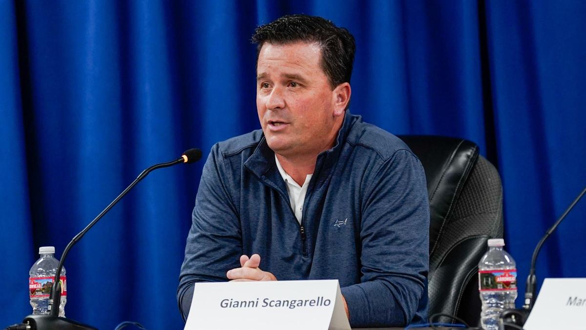 Pismo Beach business owner Gianni Scangarello participates in a League of Women Voters candidate forum Thursday, Oct. 10, 2024. Scangarello is running for City Council.