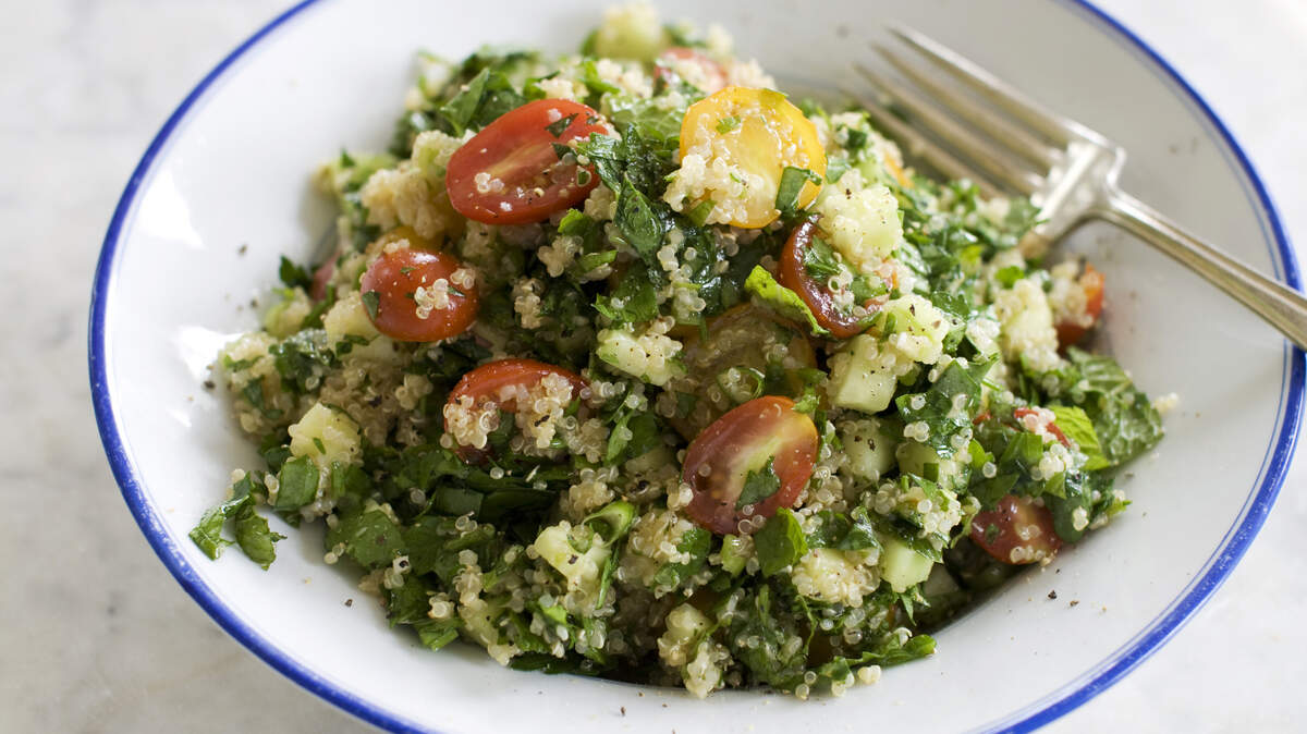 Quinoa tabbouleh is shown served in a bowl. Quinoa is the most popular recipe in California, according to a Google Doodle that showed the most highly-searched recipes in each of the 50 states and five territories.