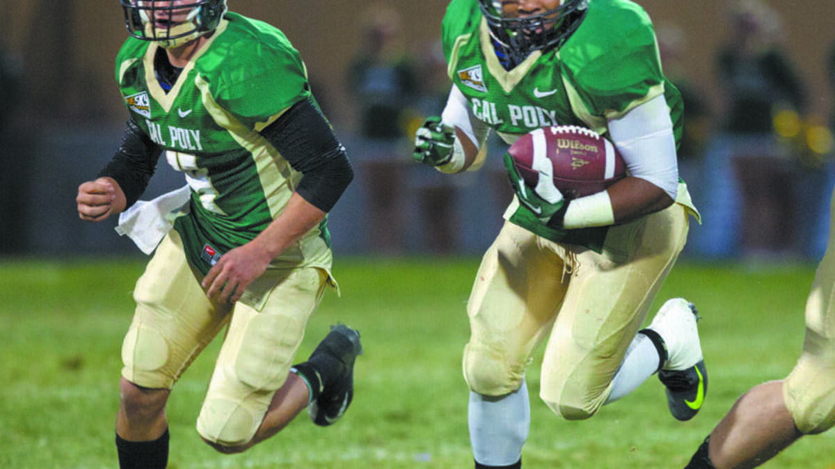 Quarter-back Dano Graves, left, and running back Kristaan Ivory will return for Cal Poly’s football team this season. Ivory ran for 1,113 yards last season.