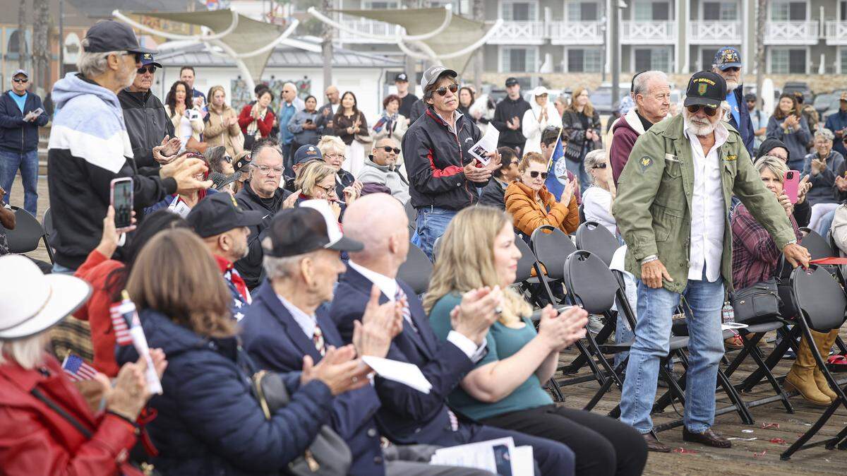 Viet Nam veterans were asked to stand and be recognized. About 200 people attended a Veterans Day Celebration at the Pismo Beach Pier on Nov. 1, 2025.