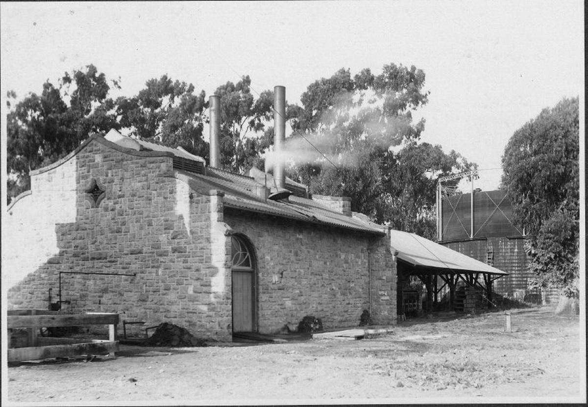 A photo of the Mission-style gas works building at 280 Pismo St. in San Luis Obispo.