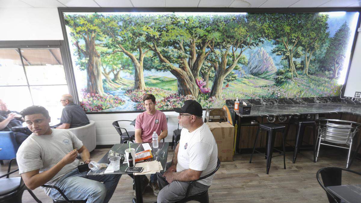 Waiting for their lunch orders at Ben Franklin’s in San Luis Obispo are, from the left, Ian Terronez, Chase Austin and Mark Gomez.