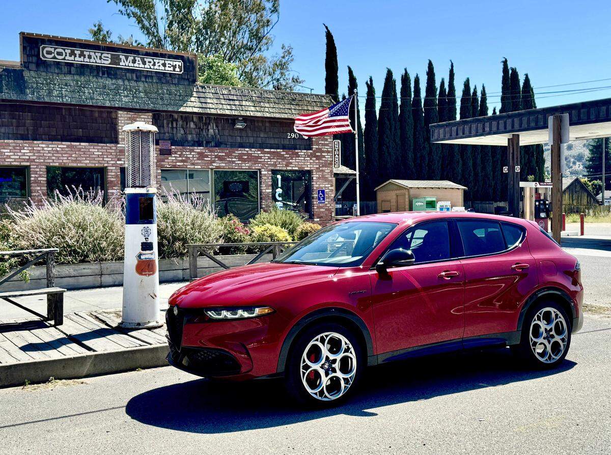 As a plug-in hybrid, the Alfa Romeo Tonale travels up to 33 miles around town on battery power and up to 360 miles as a hybrid.