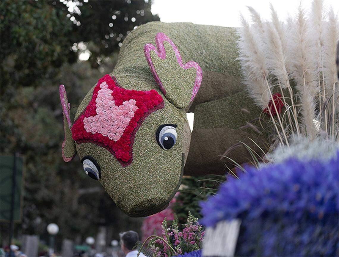 Cal Poly’s Pasadena Tournament of Roses float features Nessie the Loch Ness monster, a highland cow and other Scottish highland-inspired characters in honor of the 2025 parade theme, “Best Day Ever,” Wednesday, Jan. 1, 2025.