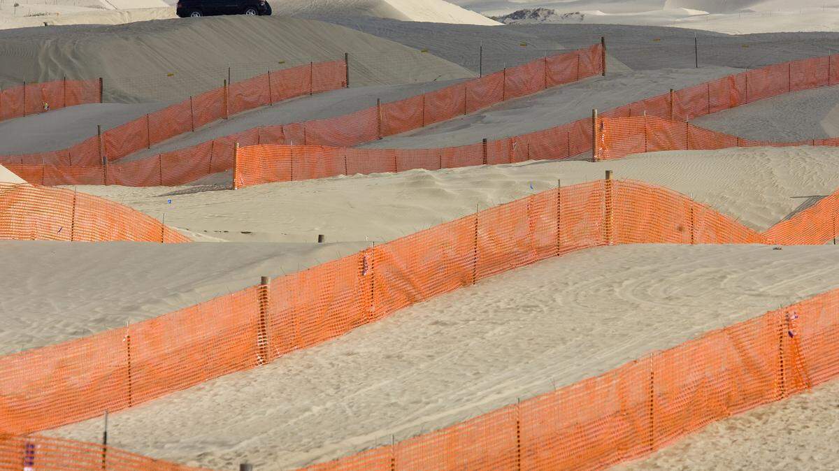 Wind fencing has been installed at the Oceano Dunes to slow winds and control dust.