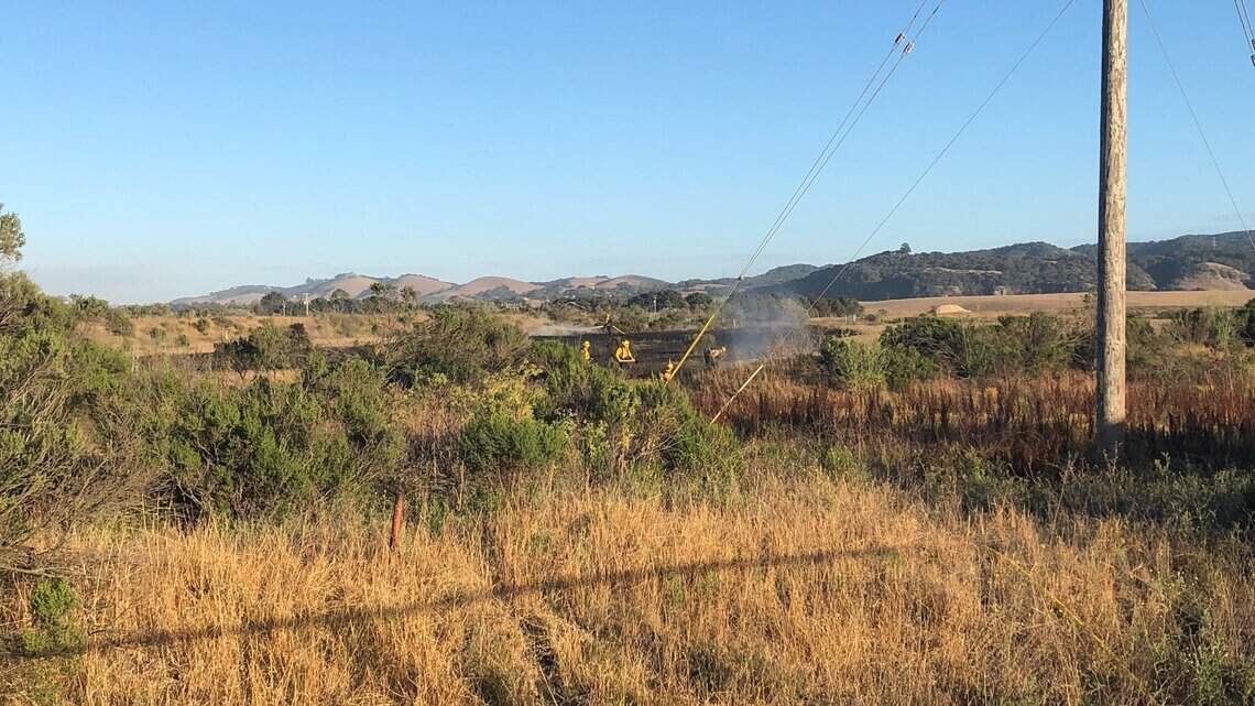 Vegetation fire burns field off Tank Farm Road in SLO