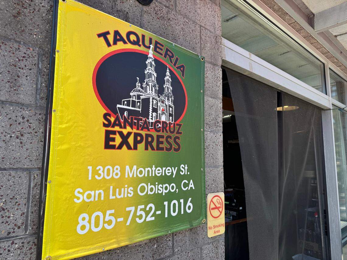 A sign outside of Taqueria Santa Cruz Express located at 1308 Monterey St. in San Luis Obispo.