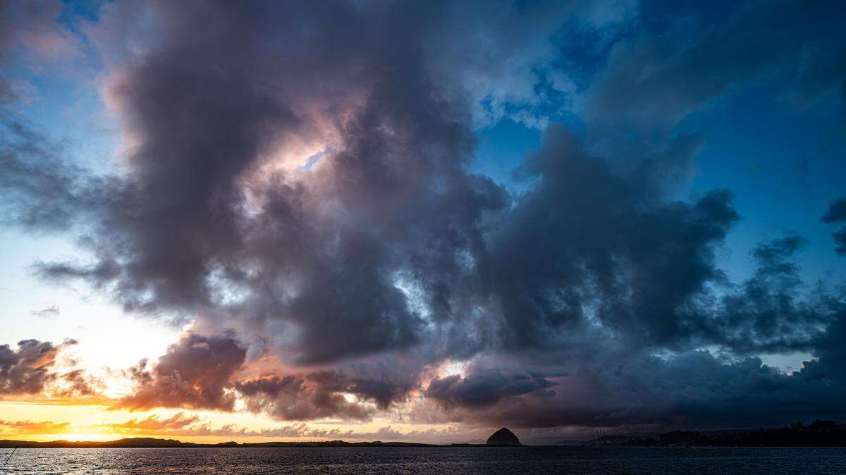 Clouds form over the sunset in Morro Bay.
