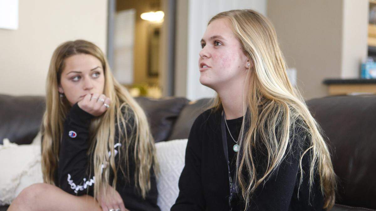 Arroyo Grande High School junior soccer star Allie Palangi broke her leg in a car crash in January. Her friend and soccer rival Emily LeMiere, left, of San Luis Obispo High School, helped get her to the hospital.
