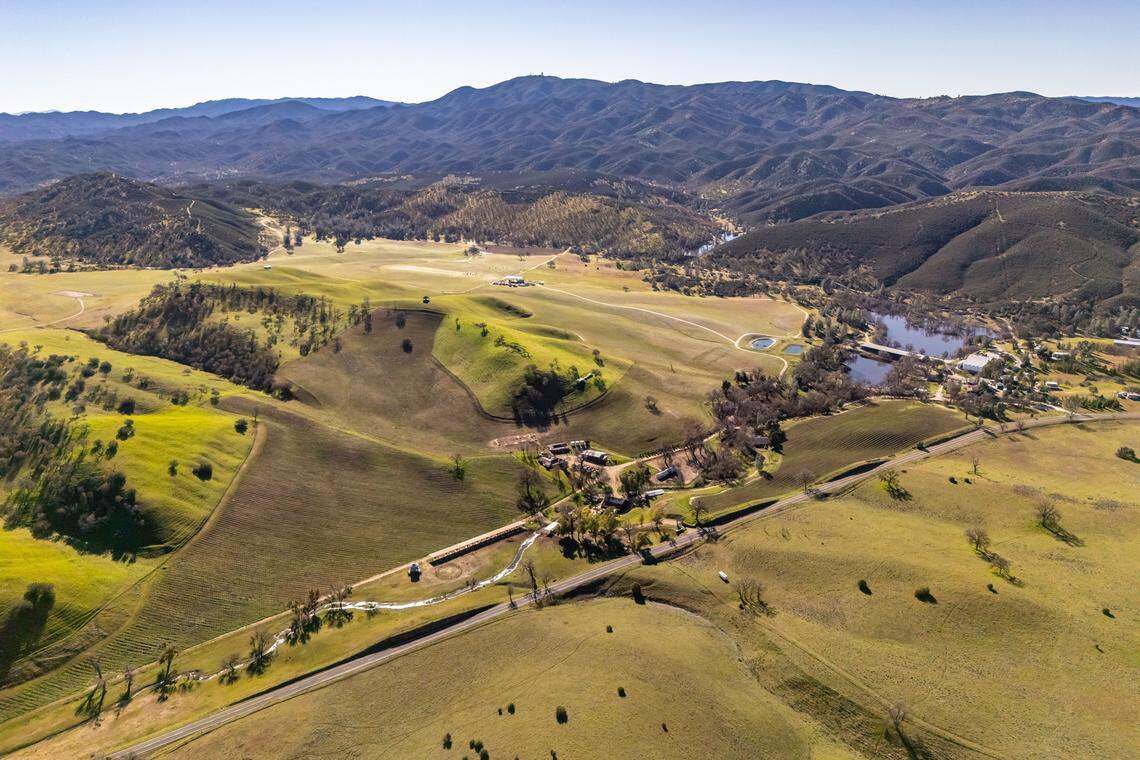 Creston Manor, a 577-acre property on Calf Canyon Road, is up for sale for around $7 million, pictured here Monday, Feb. 9, 2026. The property was once owned by “Jeopardy!” host Alex Trebek and includes 22 acres of vineyard vines, farm land and several residences.