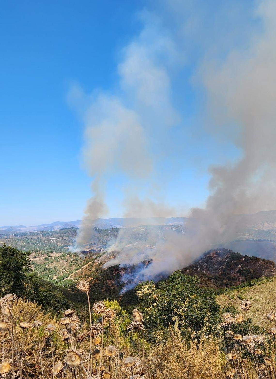 Cal Fire conducts a controlled burn to remove 100 acres of hazardous vegetation along Thousand Hills Road, east of Pismo Beach, from Oct. 2 through Oct. 3, 2023.