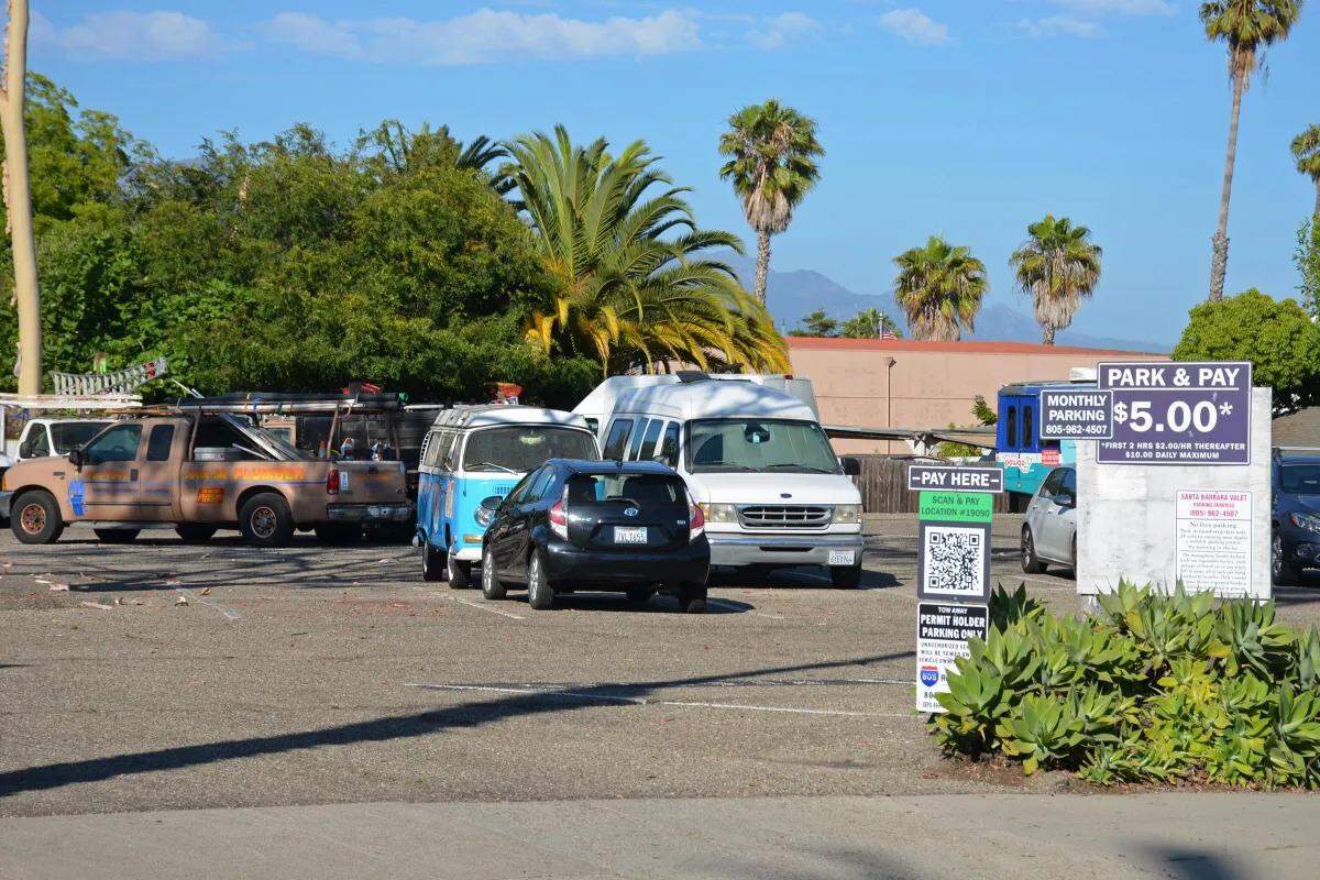 The parking lot at 718 Anacapa St., across the street from the Santa Barbara News-Press building, is also owned by Wendy McCaw.