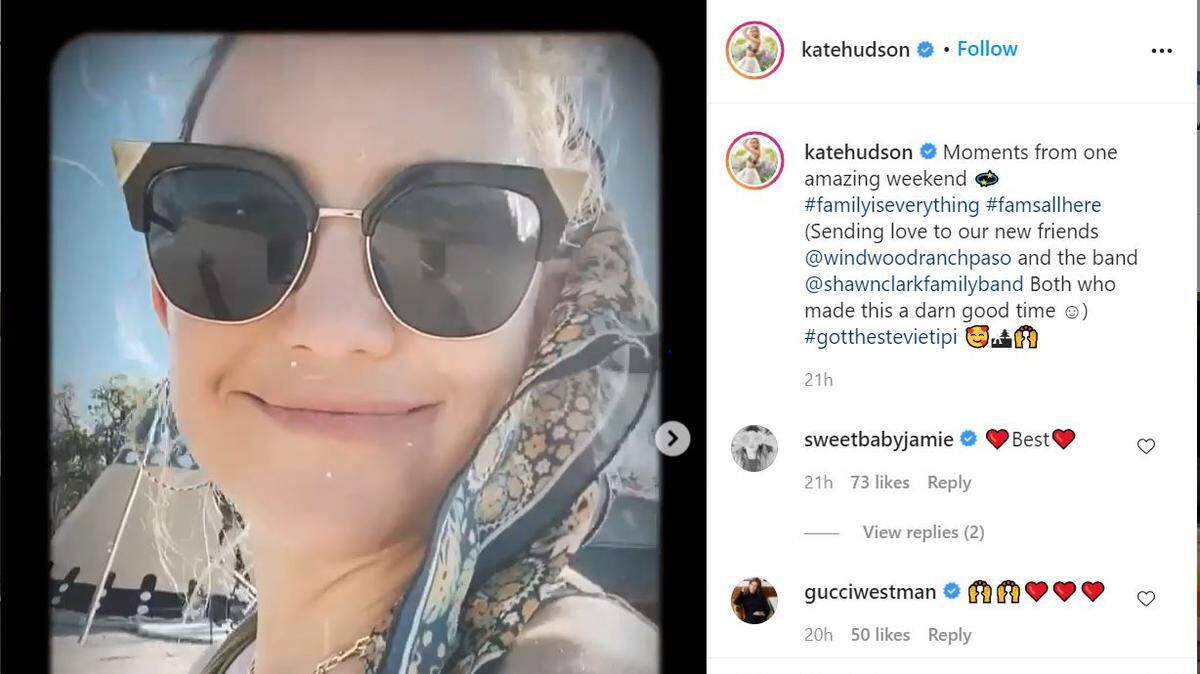 “Almost Famous” actress Kate Hudson shared this video from her trip to Windwood Ranch in Paso Robles via Instagram.