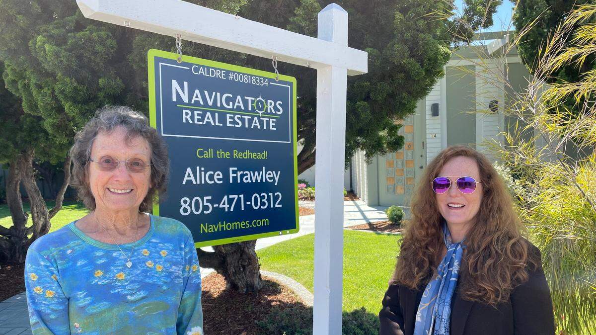 Retired Realtor Patty Frawley, at left, and her Realtor daughter, Alice Frawley, pose for a picture at 14 Oceanfront Lane in Cayucos. Patty Frawley sold the house in 1985 and 1993. Her daughter just got the latest listing.