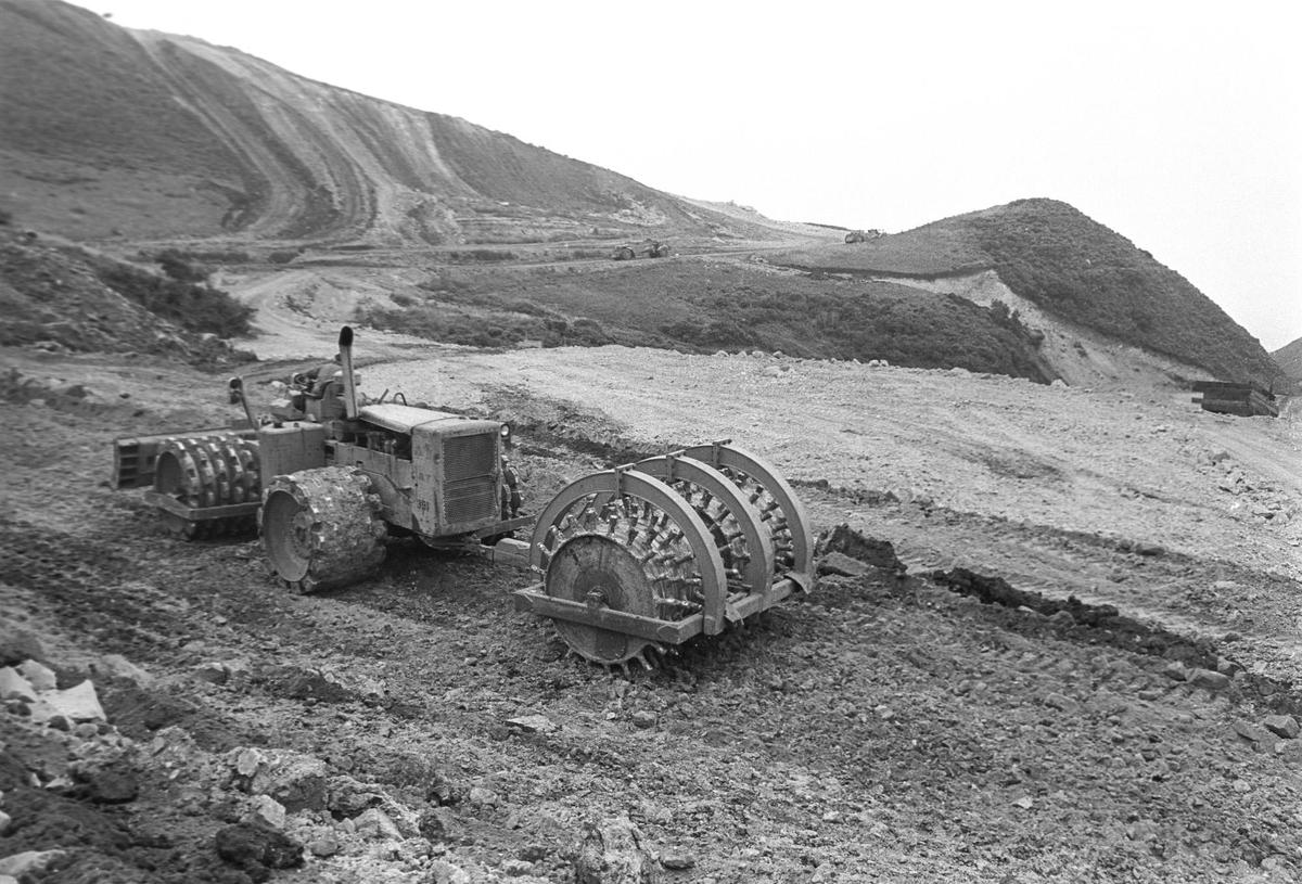 Heavy machinery moves earth to create the electrical switchyard for Diablo Canyon nuclear power plant on May 6, 1969.