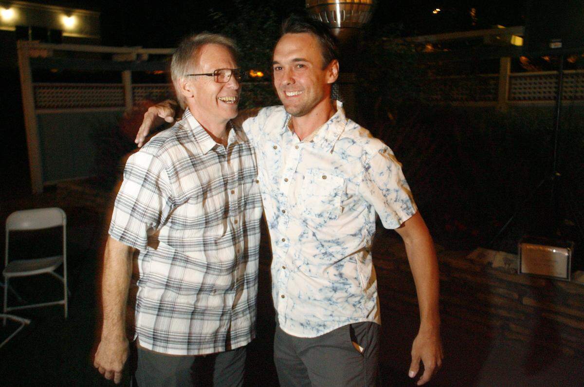 Co-owners Wayne Patterson, left, and Josh Haring of The Mountain Air are shown at their 40th anniversary party in 2016. In 2020, Patterson sold the store to Haring and his wife, Lindsey Haring, and subsequently retired. The store celebrated 50 years in business in 2025.