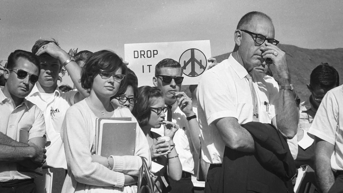 Cal Poly has history of protests. Unearthed photos show large Vietnam War debate on campus