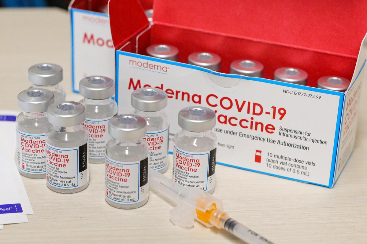 Boxes of the Moderna COVID-19 vaccine are readied for vaccinations in San Luis Obispo.