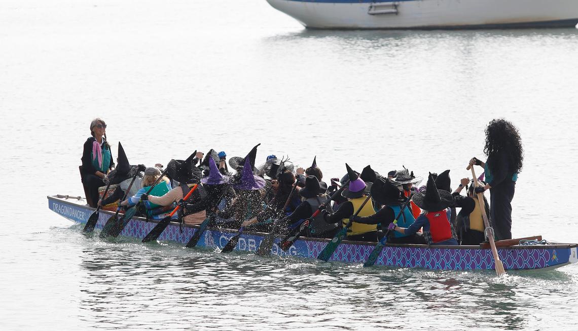 Witches and warlocks took over the waters in Morro Bay on Saturday, Oct. 26, 2024, for their annual cackling cruise around the harbor.