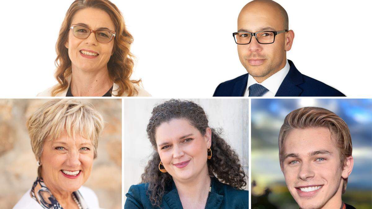 Running for the 30th District state Assembly seat in 2022 are, clockwise from top left: Morro Bay Councilmember Dawn Addis, Seaside Councilmember Jon Wizard, Cal Poly student John Drake, director of operations at the Monterey County Business Council Zoë G. Carter, and Vicki Nohrden, who ran for state Senate in 2020.