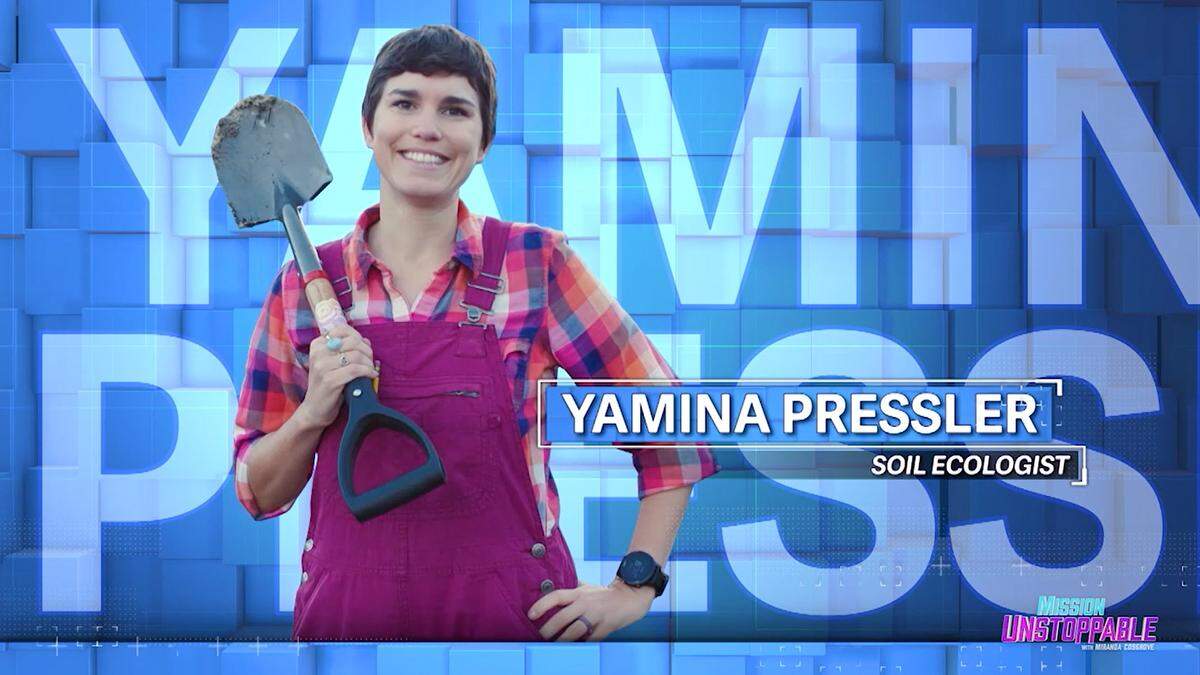 Cal Poly professor and soil ecologist Yamina Pressler appears on “Mission Unstoppable with Miranda Cosgrove” on CBS on Saturday, Aug. 29, 2020.