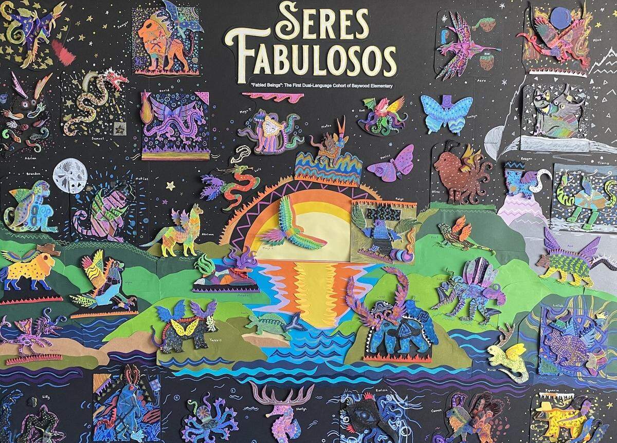 The alebrijes art project by the first dual-immersion class at Baywood Elementary School will be permanently displayed on the campus.