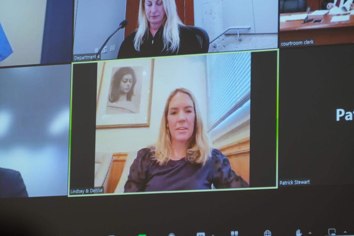 Lindsey Smart Stewart, Kristin Smart’s sister, testifies during Paul Flores’ restitution hearing in Monterey County Superior Court on June 12, 2024. Flores was convicted Smart’s murder in October 2022.