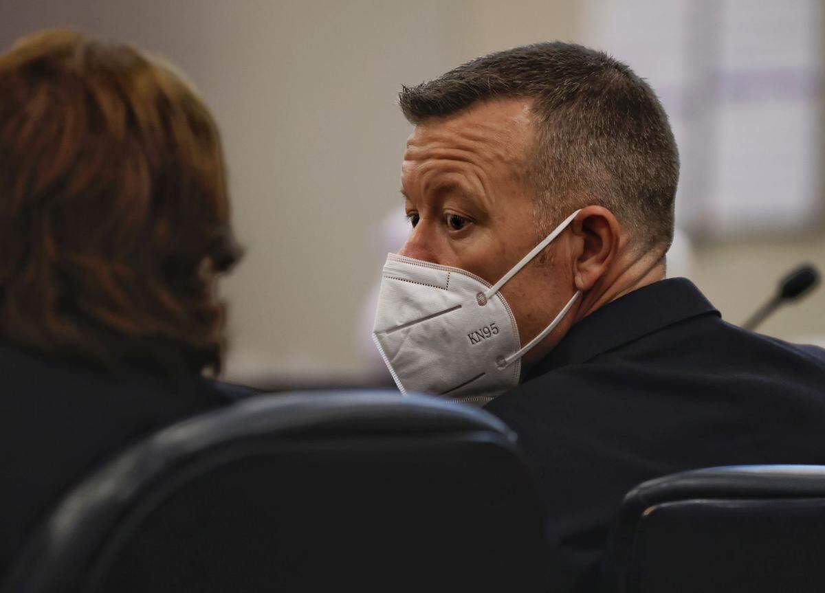 Murder defendant Paul Flores sits in Monterey County Superior Court in Salinas on Monday, July 18, 2022. He is accused of killing Cal Poly student Kristin Smart, who disappeared in 1996.