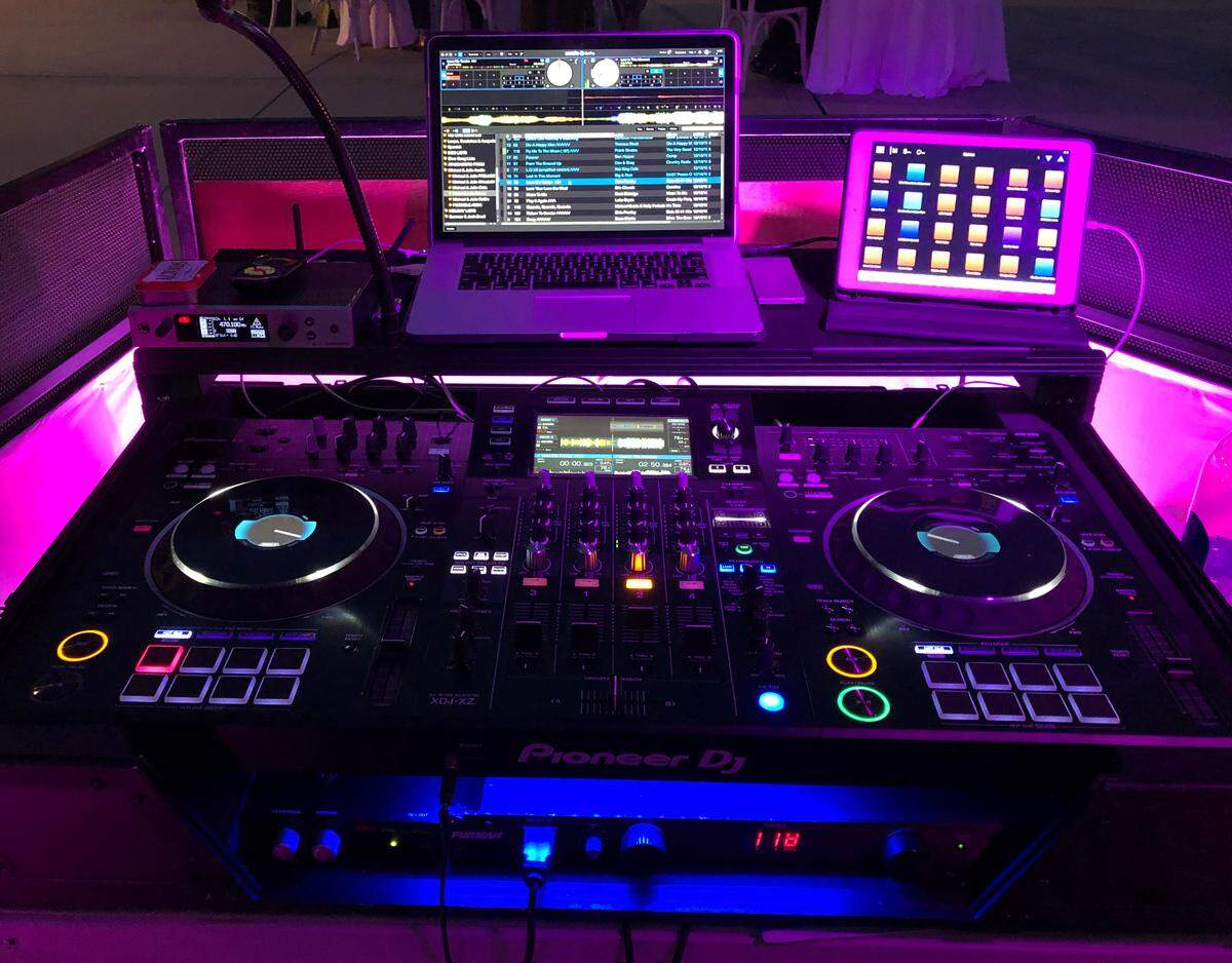 DJ Bob Stock’s music set-up.