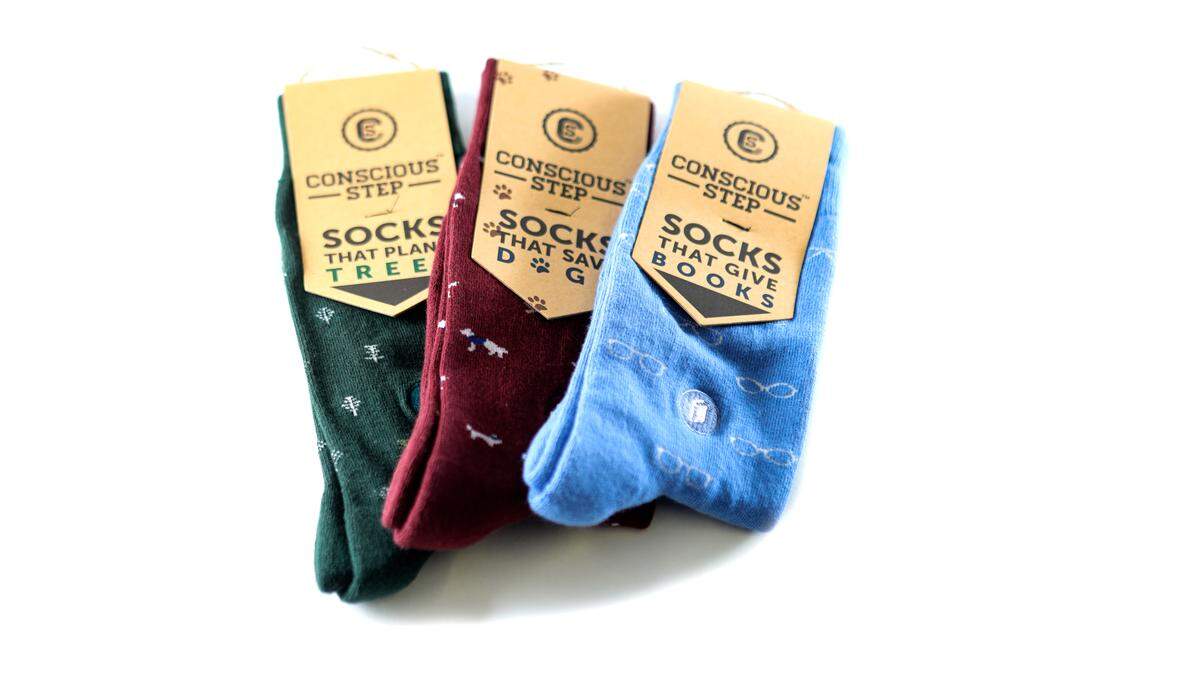 Conscious Step Socks sold at HumanKind Fair Trade in downtown San Luis Obispo, 982 Monterey St., benefit a variety of worthy causes.