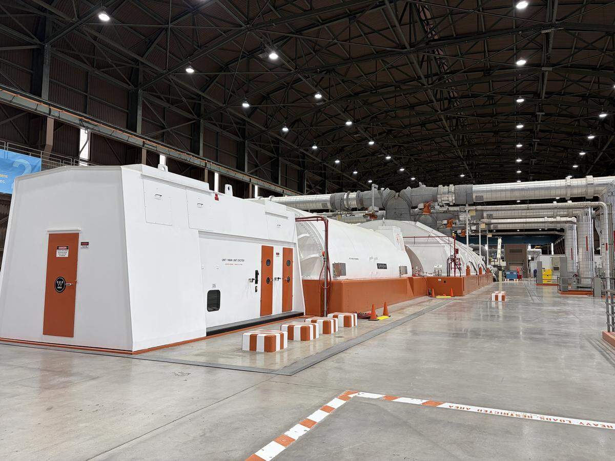 Steam generated by the Diablo Canyon nuclear power plant spins turbines to create electricity. Unit 1 of the turbine room is seen here on April 2, 2026, the day that the Nuclear Regulatory Commission approved a permit extension for the Diablo Canyon nuclear power plant allowing it to potentially operate another 20 years.