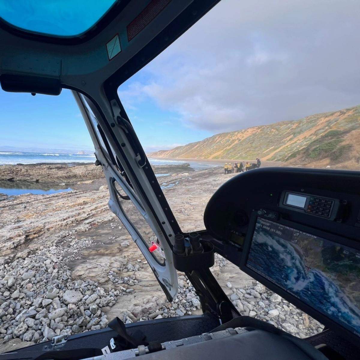 An injured horseback rider was airlifted by helicopter to an ambulance at Montaña de Oro State Park on Jan. 17, 2025.