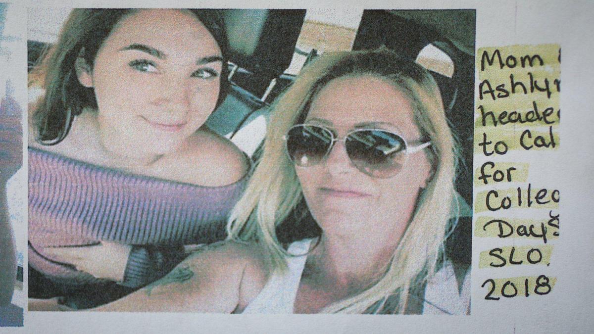 Ashlynn Miles and mom Kimberlee Booth pose for a picture in 2018 as they go to San Luis Obispo to tour Cuesta College.