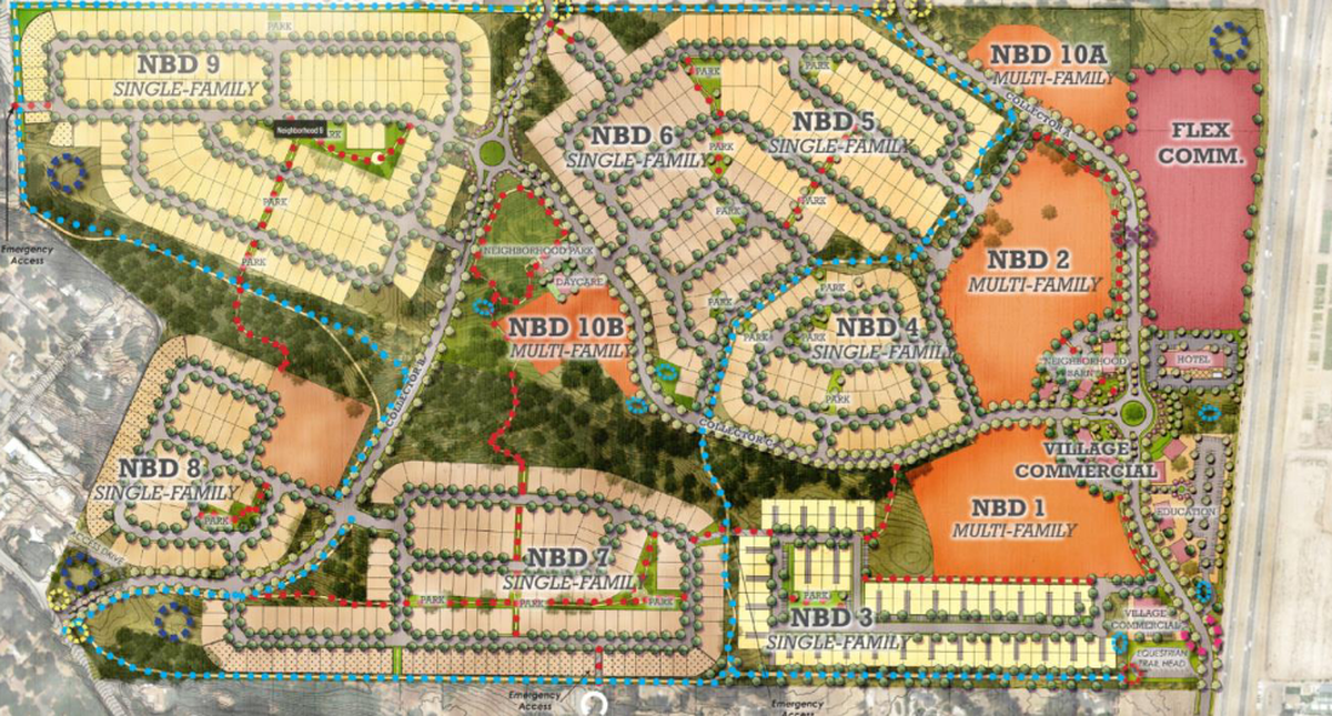 The most recent version of the Dana Reserve project includes 1,242 homes, of which 78 are affordable. The project’s overall size was reduced by a lawsuit by the Nipomo Action Committee and California Native Plant Society.