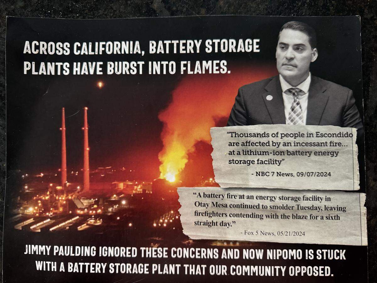 Adam Verdin accuses Supervisor Paulding of working behind the scenes to help developers of controversial battery storage plant in Nipomo.