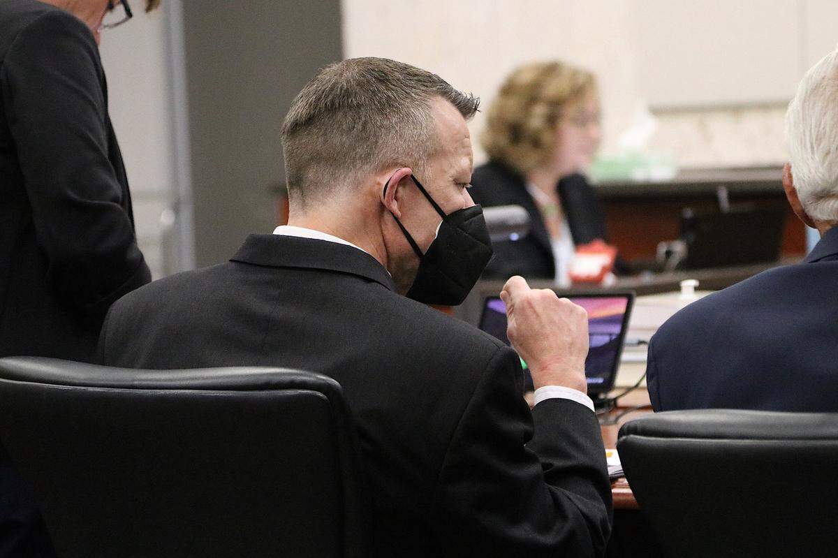 Paul Flores sits in Monterey County Superior Court in Salinas on Aug. 29, 2022. Flores is on trial for the 1996 murder of Kristin Smart.
