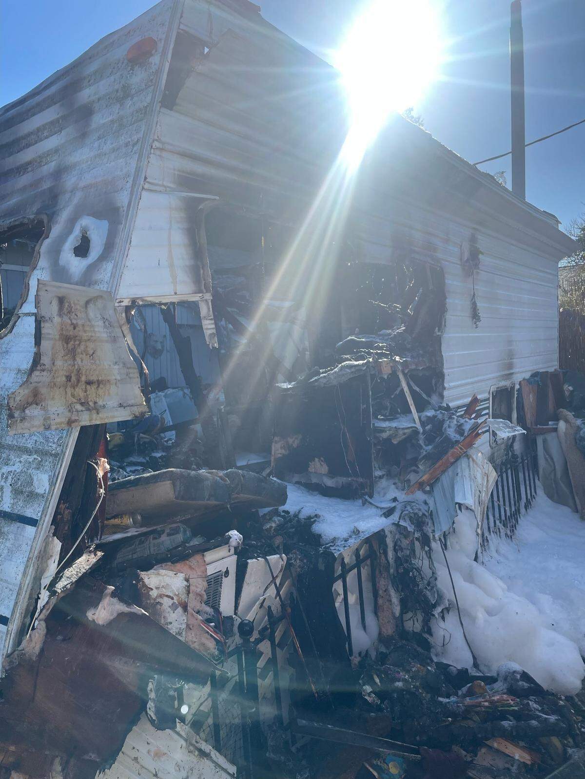 One person is in the hospital after a trailer caught fire in Templeton on Nov. 24, 2023.