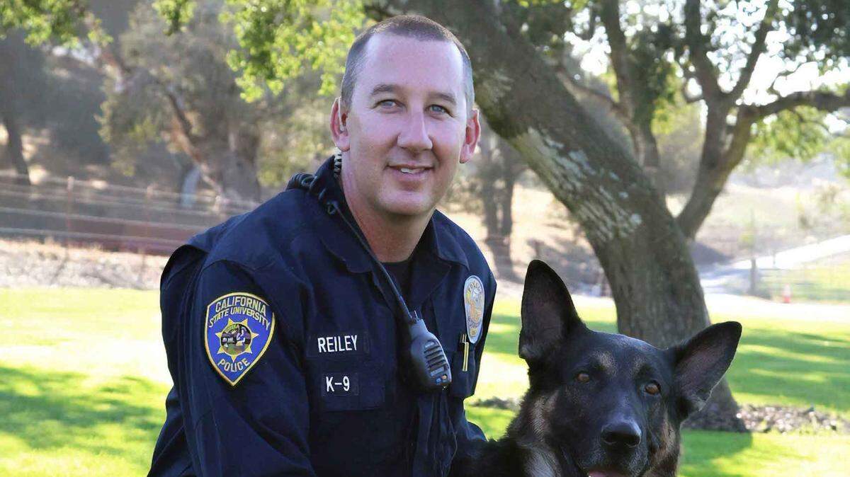 Cal Poly police officer Chad Reiley received an award from the California State University System for saving a student’s life in November 2016.