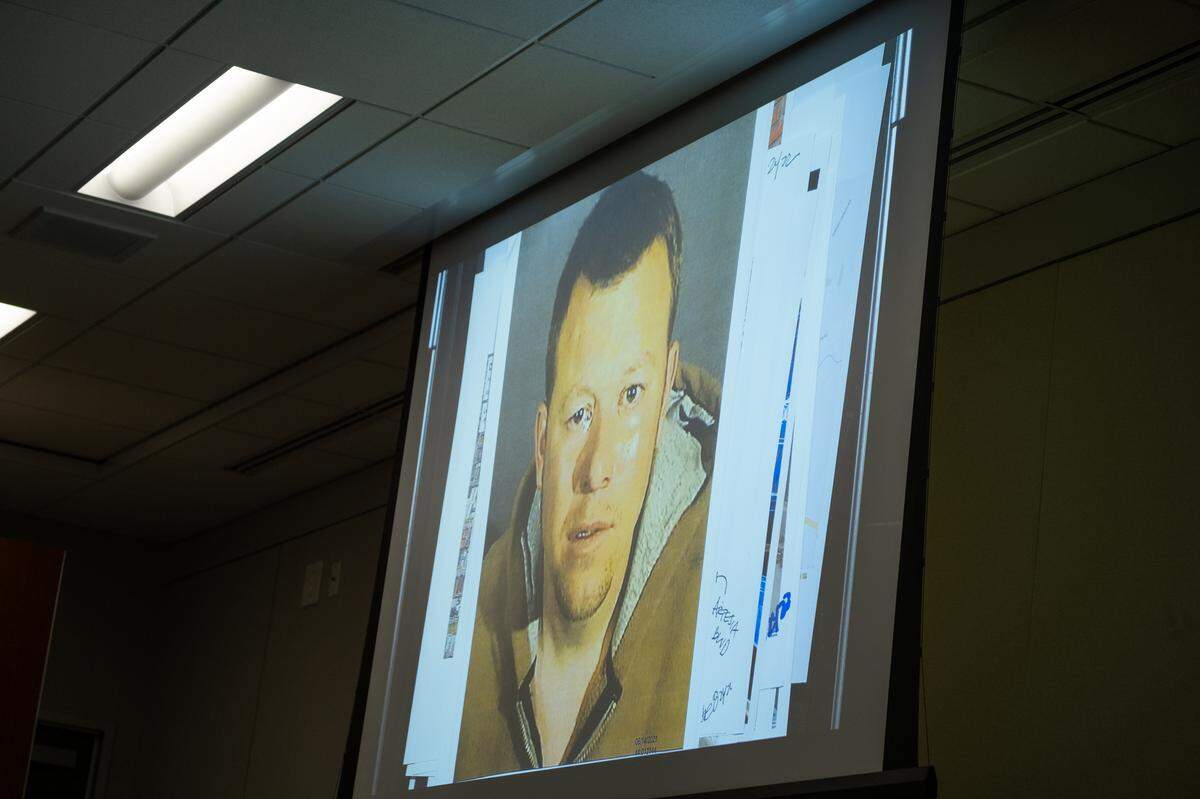A picture of defendant Paul Flores is shown in Monterey County Superior Court in Salinas on Wednesday, Aug. 24, 2022, during the Kristin Smart murder trial.