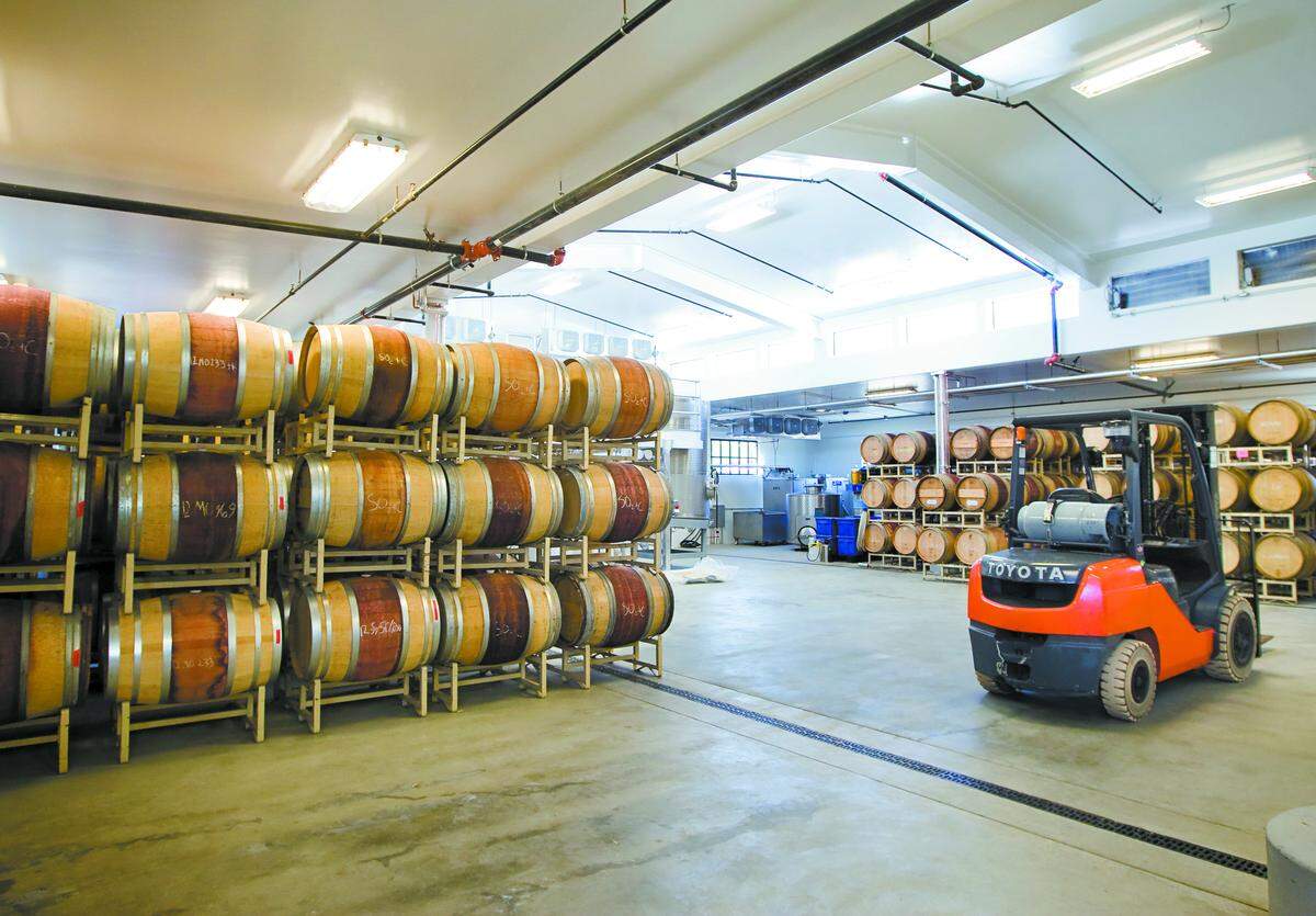 Derby Wine Estates’ new building features plenty of space to store wine barrels.
